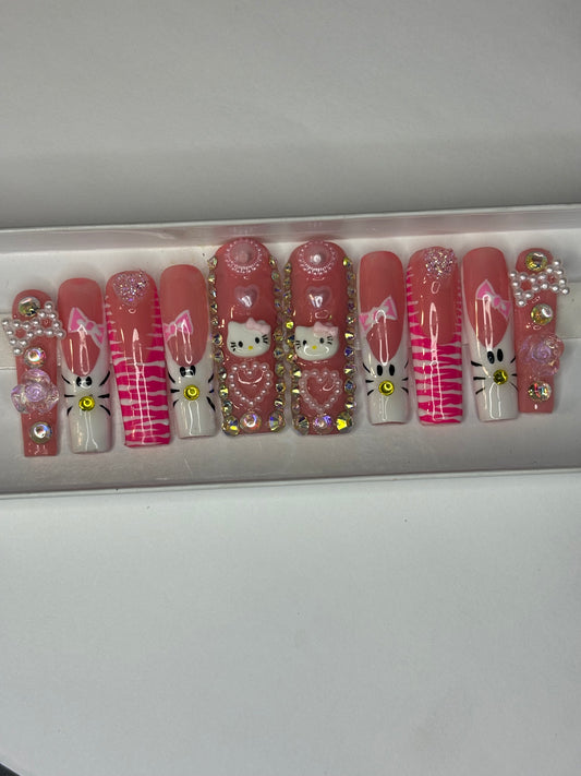 XXL Hello Kitty Square Press on Nails