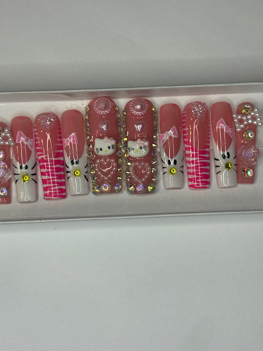 XXL Hello Kitty Square Press on Nails